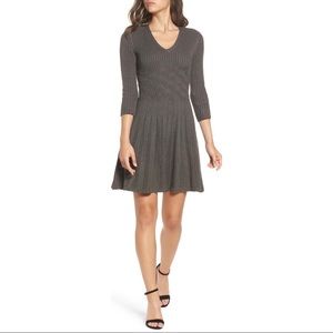 Eliza J Ribbed Fit and Flare sweater dress in NAVY